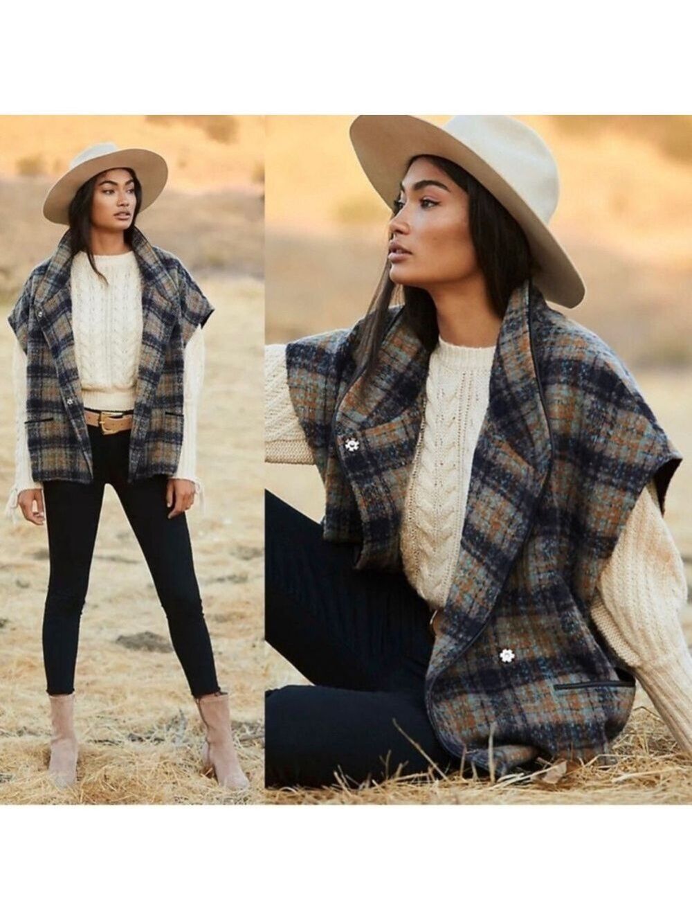 Andersen & Lauth Anthropologie Plaid Vest Snap Front Closure OSFA Fits Like a L
